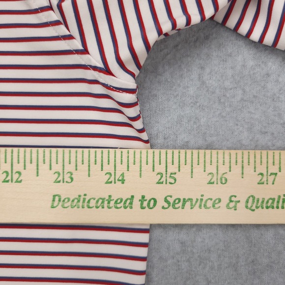Turtleslon Polo  Golf Shirt men's XL Red White Blue Stiped Performance‎ Stretch - Picture 11 of 13